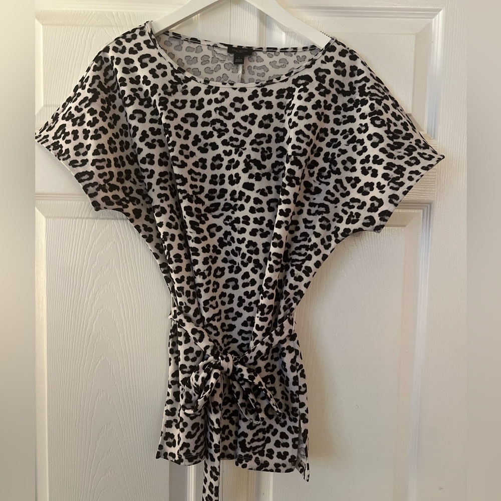 Ann Taylor Factory Black and White Animal Print Blouse
